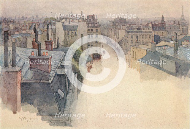 'Paris viewed from Montmartre', 1915. Artist: Eugene Bejot.