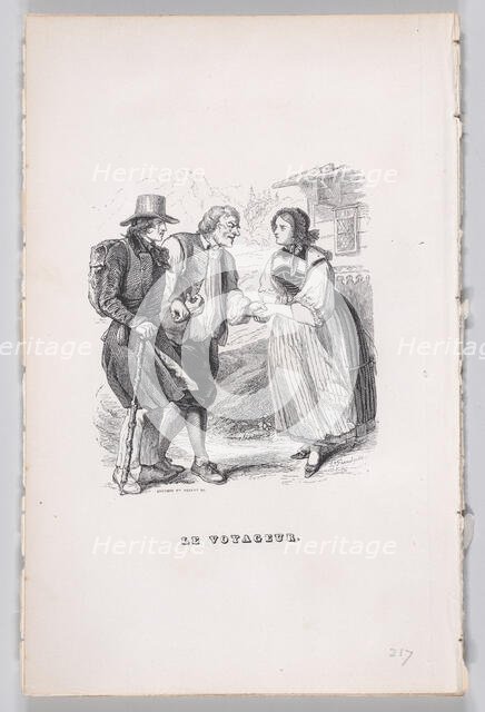 The Traveler from The Complete Works of Béranger, 1836. Creators: Louis-Henri Brevière, Cesar-Auguste Hebert.
