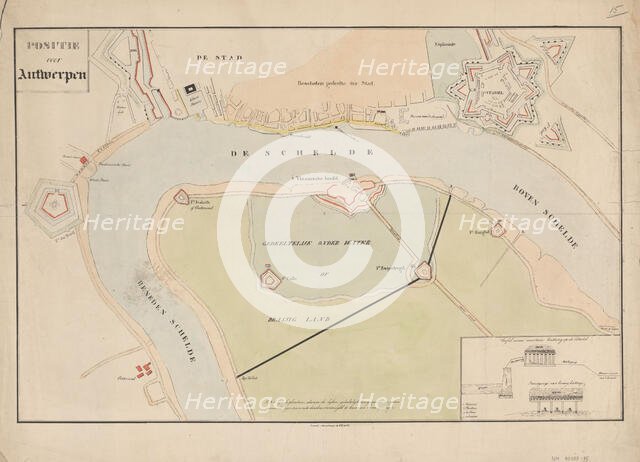 Map of Antwerp during the siege by the French, 1832, (1832-1833).  Creators: Anon, Johannes Paulus Houtman.