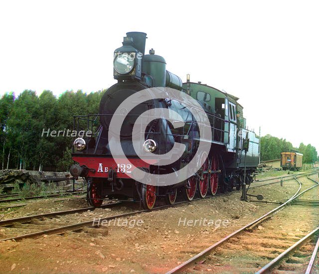 Steam engine "Kompaund" with a Schmidt super-heater, 1910. Creator: Sergey Mikhaylovich Prokudin-Gorsky.