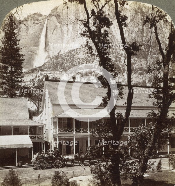 Sentinel Hotel, looking north across the valley to Yosemite Falls, California, USA, 1902. Artist: Underwood & Underwood