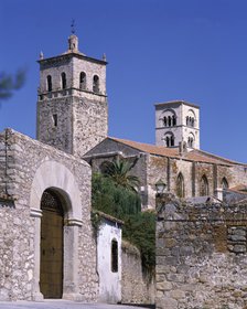 Exterior of the Church of Santa Maria de Trujillo (Cáceres), late Romanesque style and completed …