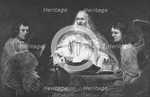 ''"Abraham at Table with the Angels"; from the picture attributedto Rembrandt, recently...', 1890. Creator: Unknown.