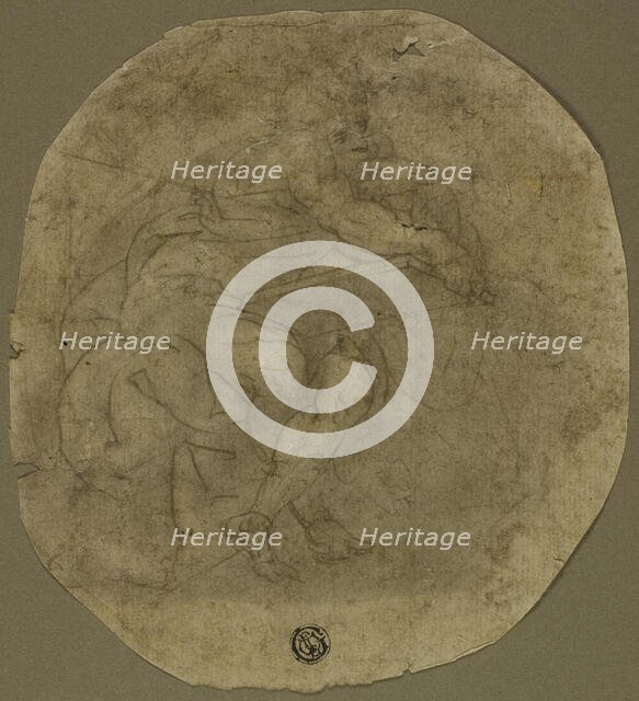 Seated Male Figure with Large Tablet (recto); Figure Study (verso), n.d. Creator: Unknown.