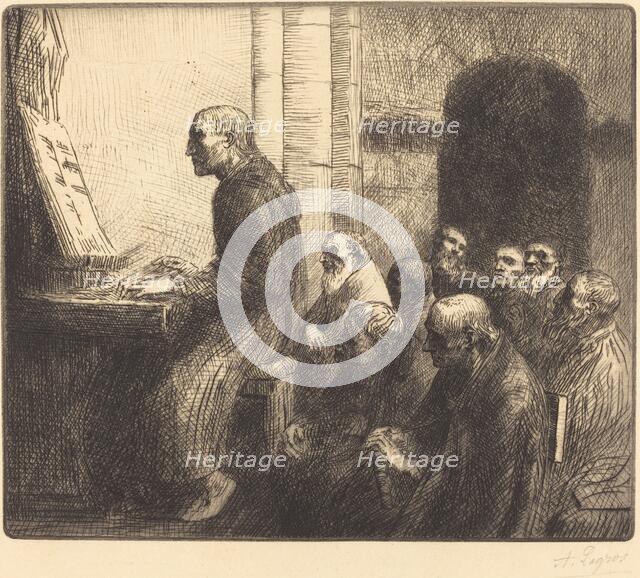 Monk Playing the Organ in Church (Moine jouant de l'orgue a l'eglise). Creator: Alphonse Legros.