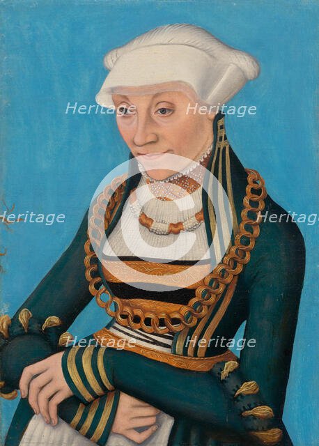 Portrait of a woman in a decorative dress with a hood, c1535. Creator: Cranach; Lucas; the Elder (1472-1553).