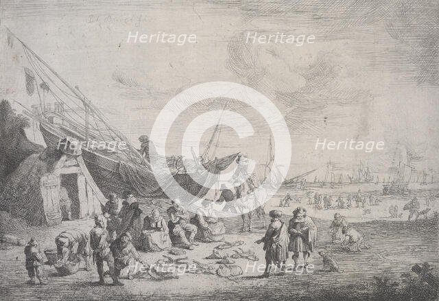 The fish-market on the shore at Scheveningen,  1673-1719. Creator: Peeter Bout.