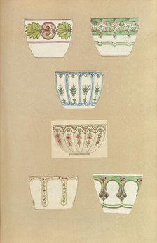 Six Designs for Decorated Cups, 1845-55. Creator: Alfred Crowquill.