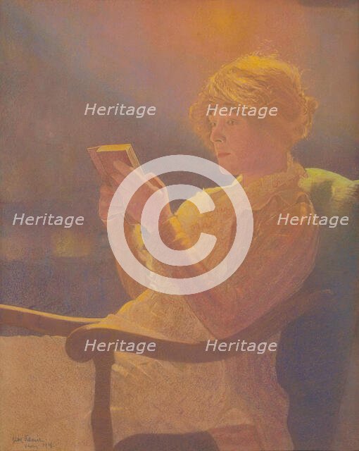 Reading, 1918. Creator: Kaufmann (Kamir-Kaufman), Leon (1872-1933).