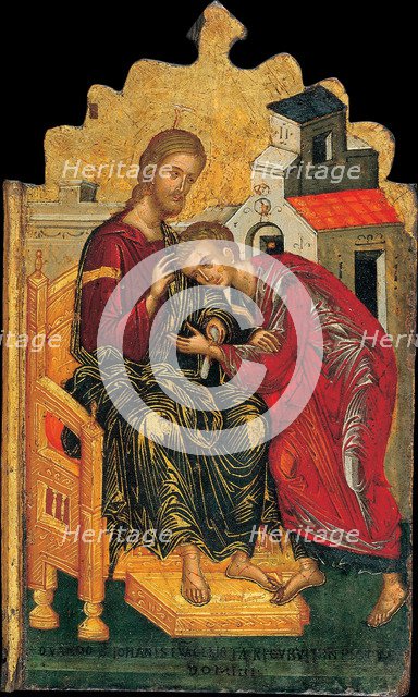 Christ giving the Benediction to John the Evangelist, c. 1450. Artist: Ritzos, Andreas (1421-1492)