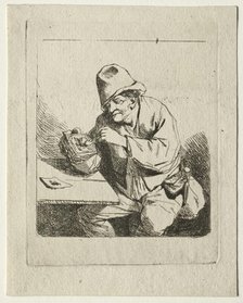 Peasant Lighting his Pipe, mid 1600s. Creator: Cornelis Pietersz Bega (Dutch, 1631/32-1664).