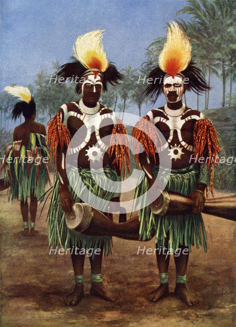 Dancers of the Fly River region, Papua New Guinea, 1920. Artist: Unknown