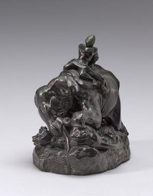 Indian Mounted on an Elephant Crushing a Tiger, model n.d., cast c. 1845/1873. Creator: Antoine-Louis Barye.