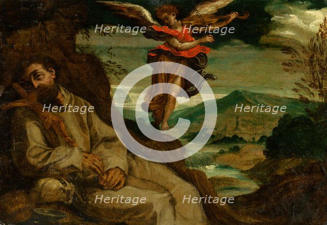St. Francis comforted by an angel, 1600-1620. Creator: Unknown.