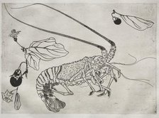 Dinner Service (Rousseau service): Large lobster with raised antenna (no. 21), 1866. Creator: Félix Bracquemond (French, 1833-1914).