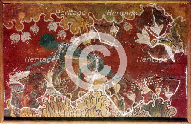 The Saffron-Gatherer Fresco from Minoan Royal Palace, Knossos, Crete. c15th century BC. Artist: Unknown.