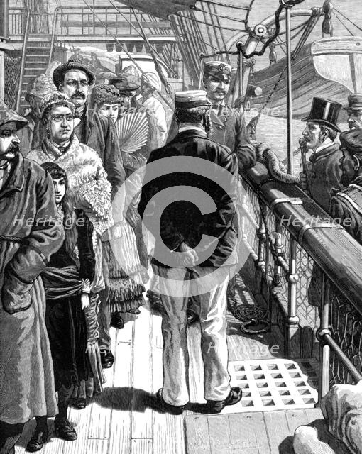 The Cholera in Egypt: quarantine examination at Brindisi, 1883. Creator: Unknown.