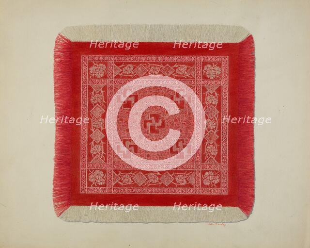 Red and White Napkin, c. 1941. Creator: Merkley, Arthur G..