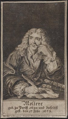 Portrait of the author Moliére (1622-1673), 1751. Creator: Anonymous.