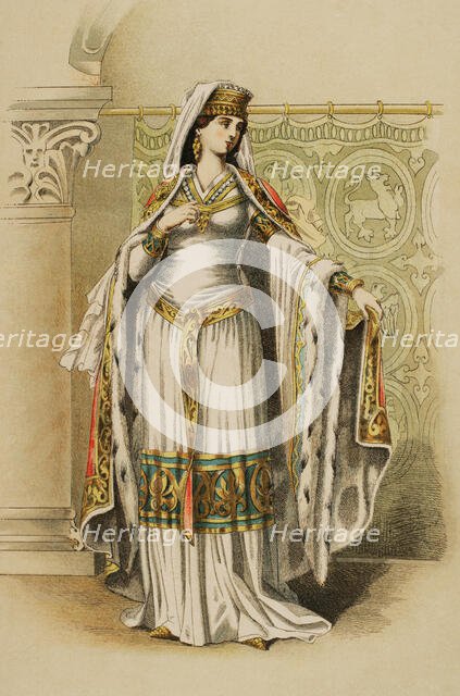 Noblewoman from the time of the reign of Emperor Frederick Barbarossa, (1155-1199), 1884.  Creator: Unknown.