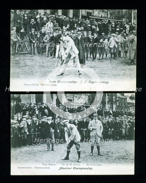 Tee shots from championships, 1895 and 1908. Artist: Unknown