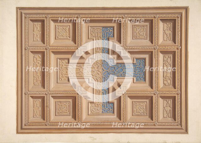 Design for the decoration of a ceiling, 1840-97. Creators: Jules-Edmond-Charles Lachaise, Eugène-Pierre Gourdet.