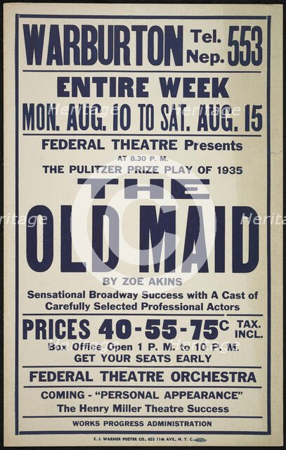 The Old Maid, [Yonkers, NY?], [193-].  Creator: Unknown.