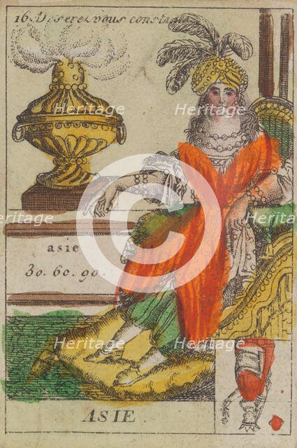 Asie from Playing Cards (for Quartets) 'Costumes des Peuples Étrangers', 1700-1799. Creator: Anon.