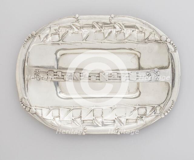 Tudric' Cake Basket, about 1905. Creators: Archibald Knox, William Hair Haseler, Liberty and Company.