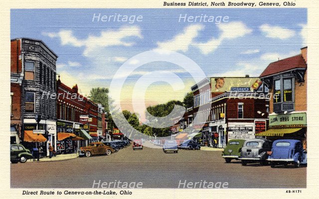 Business district, North Broadway, Geneva, Ohio, USA, 1944. Artist: Unknown