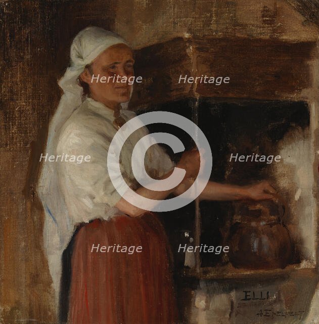 Elli Jäppinen at the Stove, study, 1887. Creator: Albert Edelfelt.
