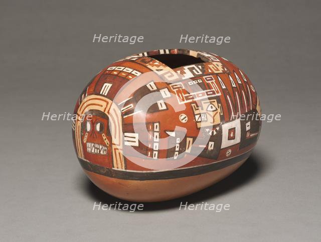 Container with Deity Head and Winged Attendants, 600-1000. Creator: Unknown.