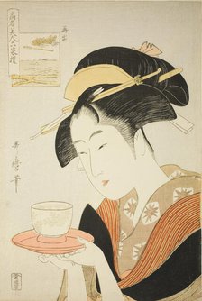 Appearing Again: Naniwaya Okita, from the series "Renowned Beauties Likened to the Six..., c1795/96. Creator: Kitagawa Utamaro.