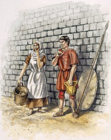 Roman man and woman, c2nd century, (c1990-2010). Artist: Peter Dunn.