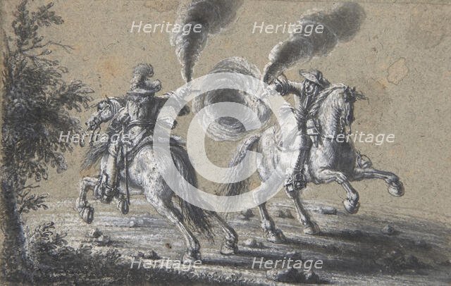 Two Horsemen Shooting at Each Other, 1600-1677. Creator: Heinrich Werdmuller.