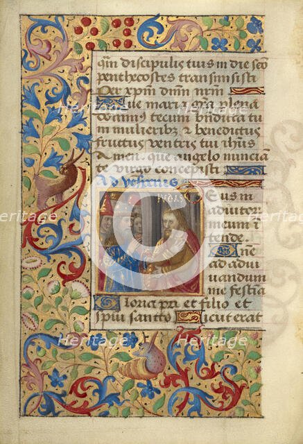 Judas Paying Pieces of Silver; Poncher Hours, about 1500. Creator: Master of Cardinal Bourbon.