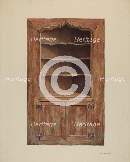 Corner cupboard, probably 1939. Creator: Leslie Macklem.