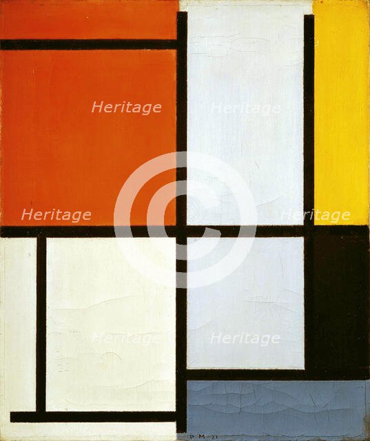 Composition No. 3 with orange-red, yellow, black and grey, 1921. Creator: Mondrian, Piet (1872-1944).