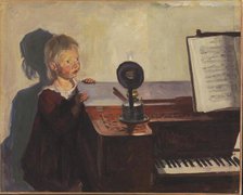 Bimse at the piano, 1902. Creator: Peter Hansen.