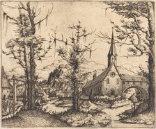 Landscape with a Village Church, 1545. Creator: Augustin Hirschvogel.