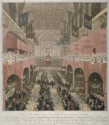 Banquet at the Guildhall, City of London, 1814 (1815).                                         Artist: Anon