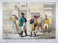 'Anglo-Gallic salutations in London - or Practice makes perfect -', 1835.              Artist: Anon