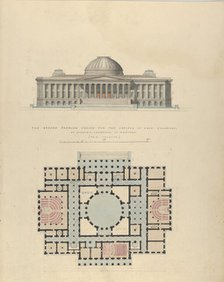 The Second Premium Design for the Capitol of Ohio, Columbus, ca. 1839. Creator: Alexander Jackson Davis.