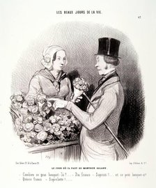 Les Beaux Jours de la Vie. Le Jour oú il Faut se Montrer Galant, 1845.  Creator: Honore Daumier.