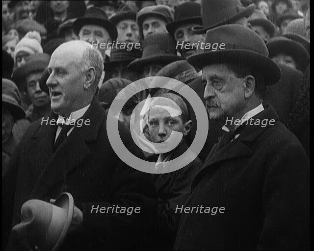 Sir James Barrie Standing With a Crowd of People, 1921. Creator: British Pathe Ltd.