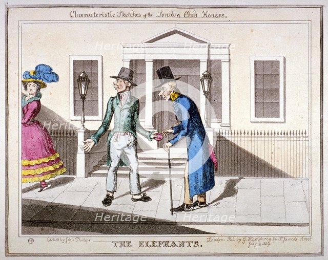 'Characteristic sketches of the London club houses': 'The Elephants', 1829. Artist: John Phillips