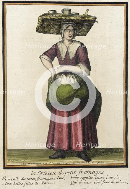 Recueil des modes de la cour de France, 'La crieuse de Petit Fromages', between 1675 and 1685. Creator: Henri Bonnart.