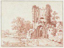 Landscape with Ruined Tower, n.d. Creator: Pierre Alexandre Wille.