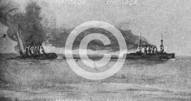 ''La Victoire Britannique des Iles Falkland; Le "Scharnhorst" coule a quatre heures', 1914. Creator: Unknown.