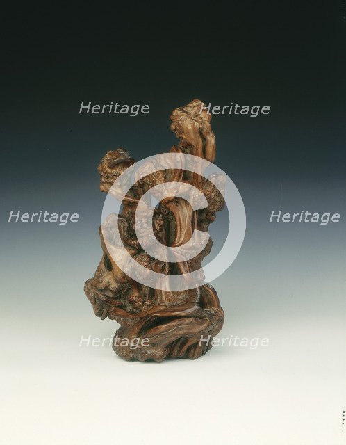 Sculpture of a man gazing at a goose, Qing dynasty, 18th century. Artist: Unknown